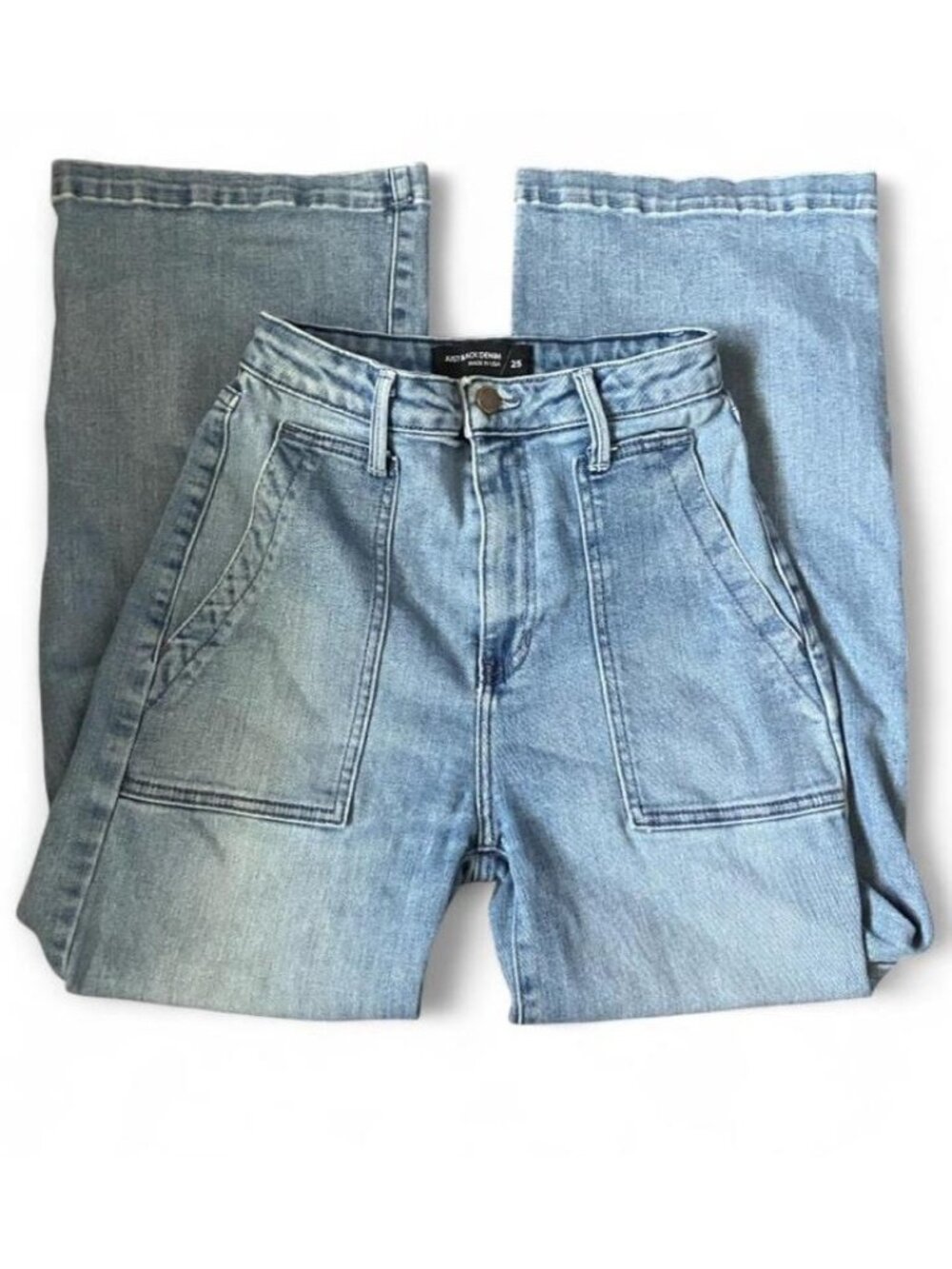 Just Black Denim Women’s Wide Leg Light Wash Blue Denim Jeans Button Pockets 25